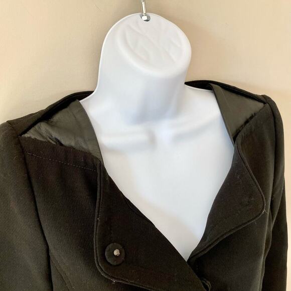 MILLY Jacket Blazer Black Lamb Leather Shoulder Snap Front Black Career 4 - Picture 4 of 8